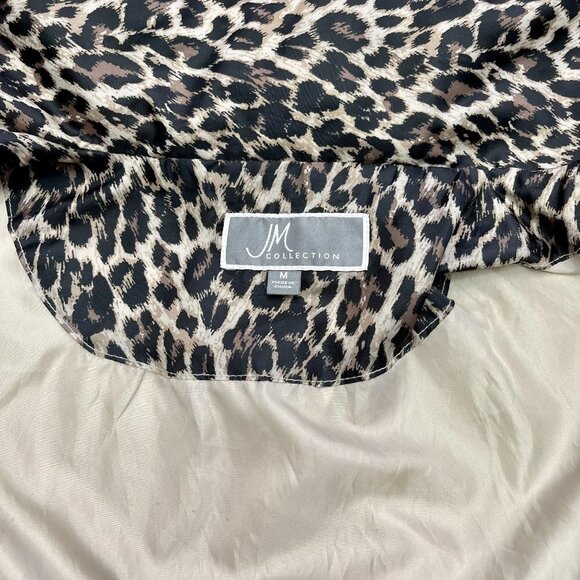 JM Collection Women Windbreaker Rain Jacket Hooded Drawstring Cheetah Print - Picture 9 of 13